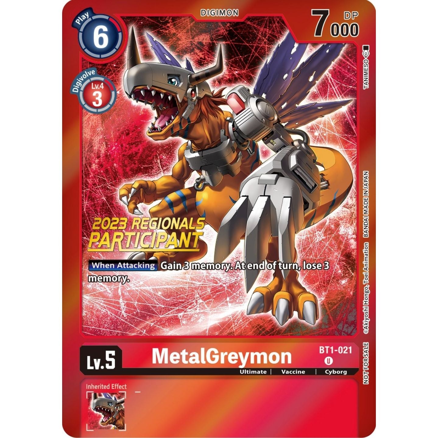 Image for MetalGreymon - BT1-021 (2023 Regionals Participant) (BT1-021 U) (BT01-03A) - Digimon Card Game