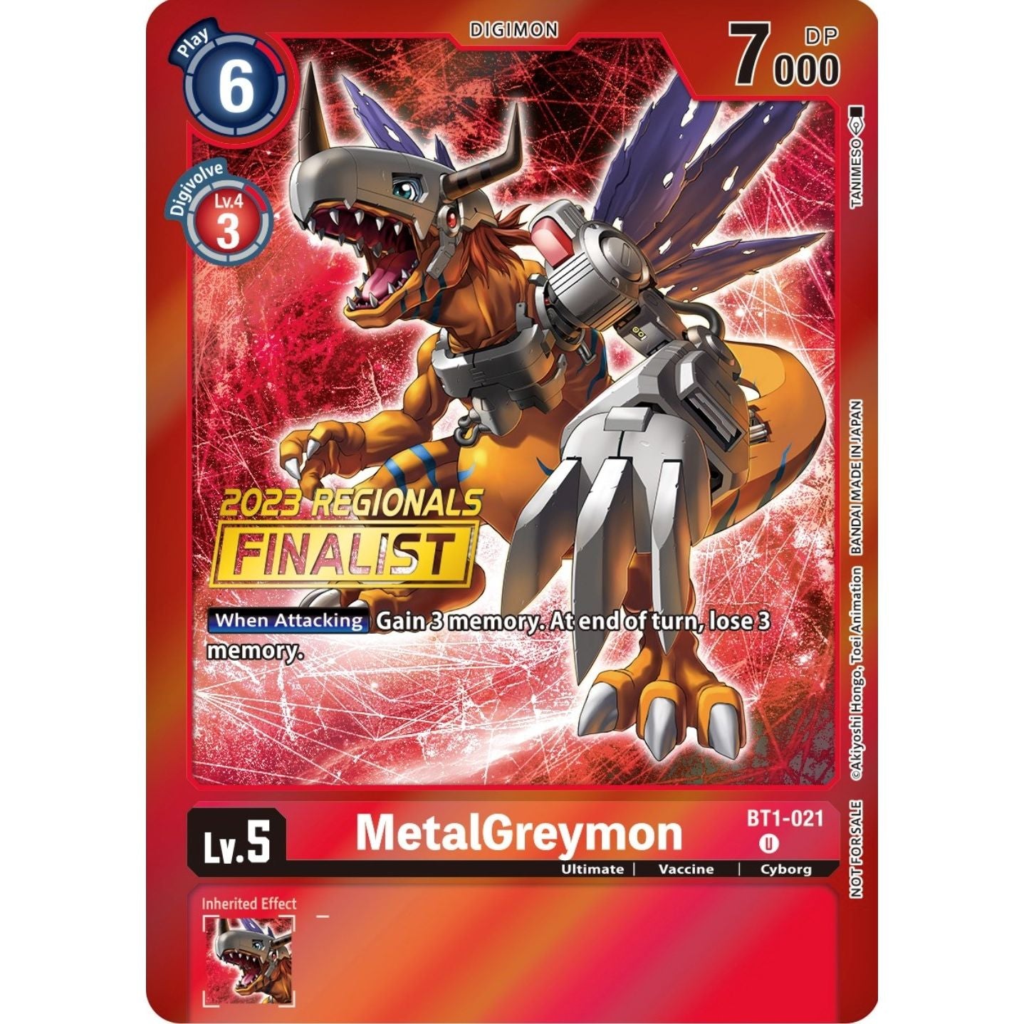 Image for MetalGreymon - BT1-021 (2023 Regionals Finalist) (BT1-021 U) (BT01-03A) - Digimon Card Game
