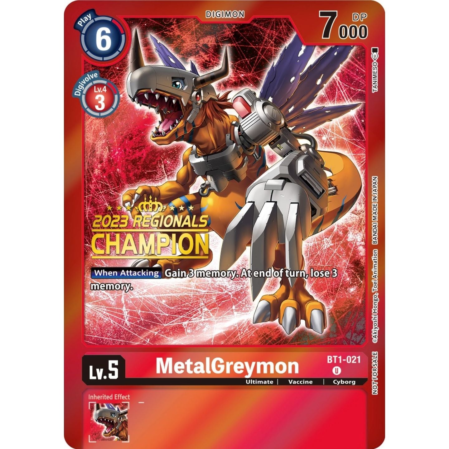 Image for MetalGreymon - BT1-021 (2023 Regionals Champion) (BT1-021 U) (BT01-03A) - Digimon Card Game