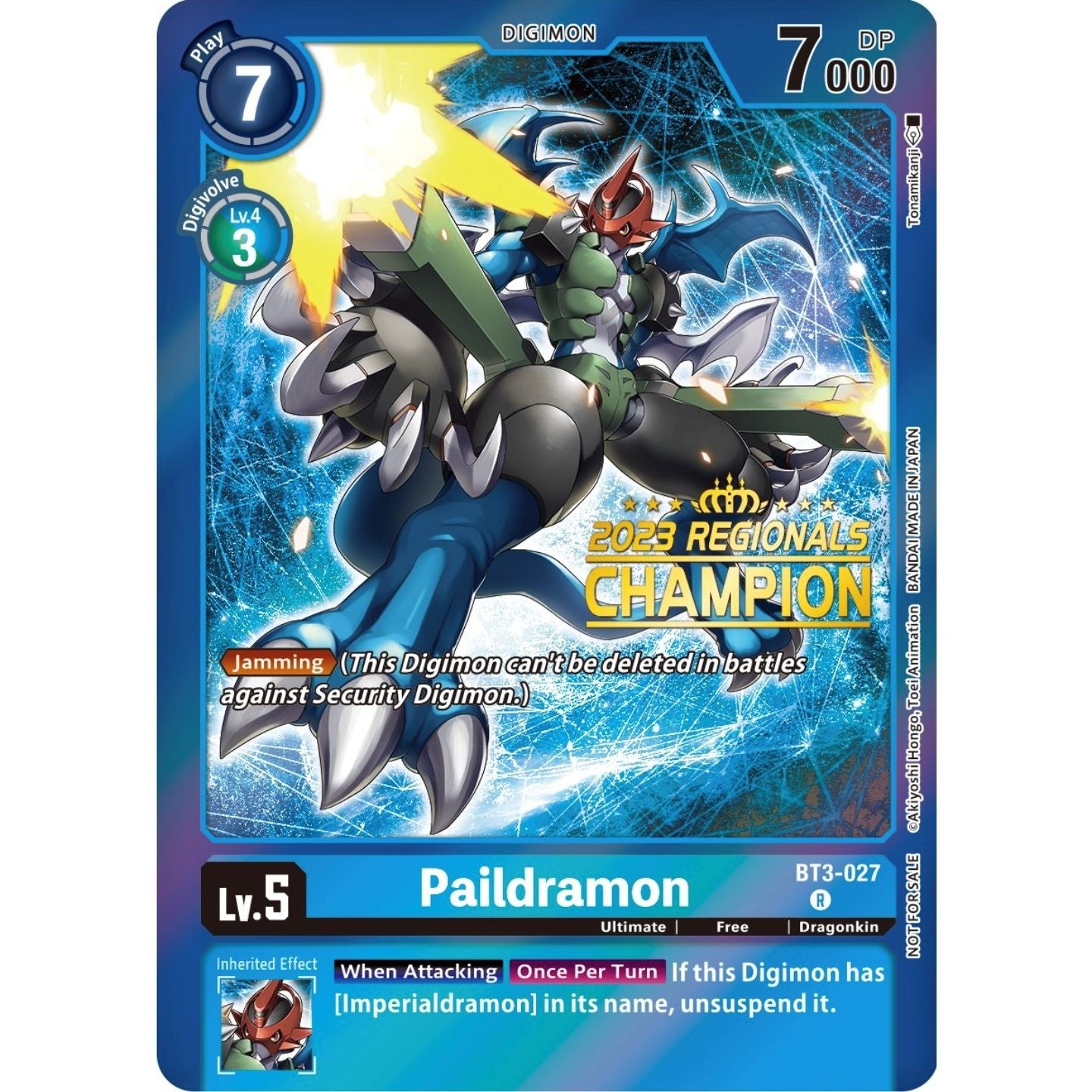 Image for Paildramon (2023 Regionals Champion) (BT3-027 R) (BT01-03B) - Digimon Card Game