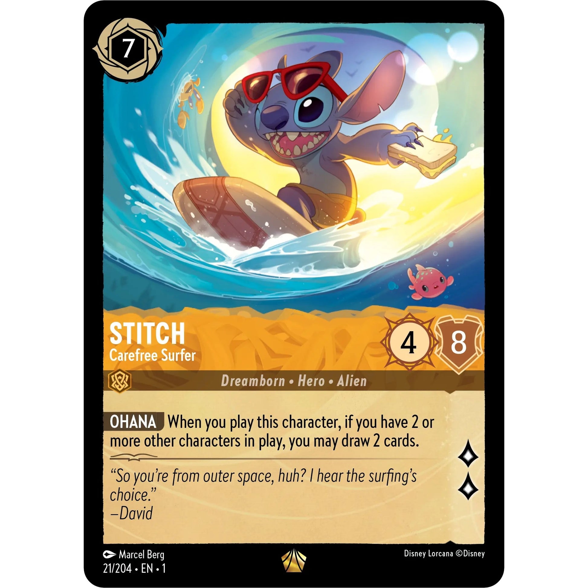 Image for Stitch - Carefree Surfer (21/204) (1) - Disney Lorcana