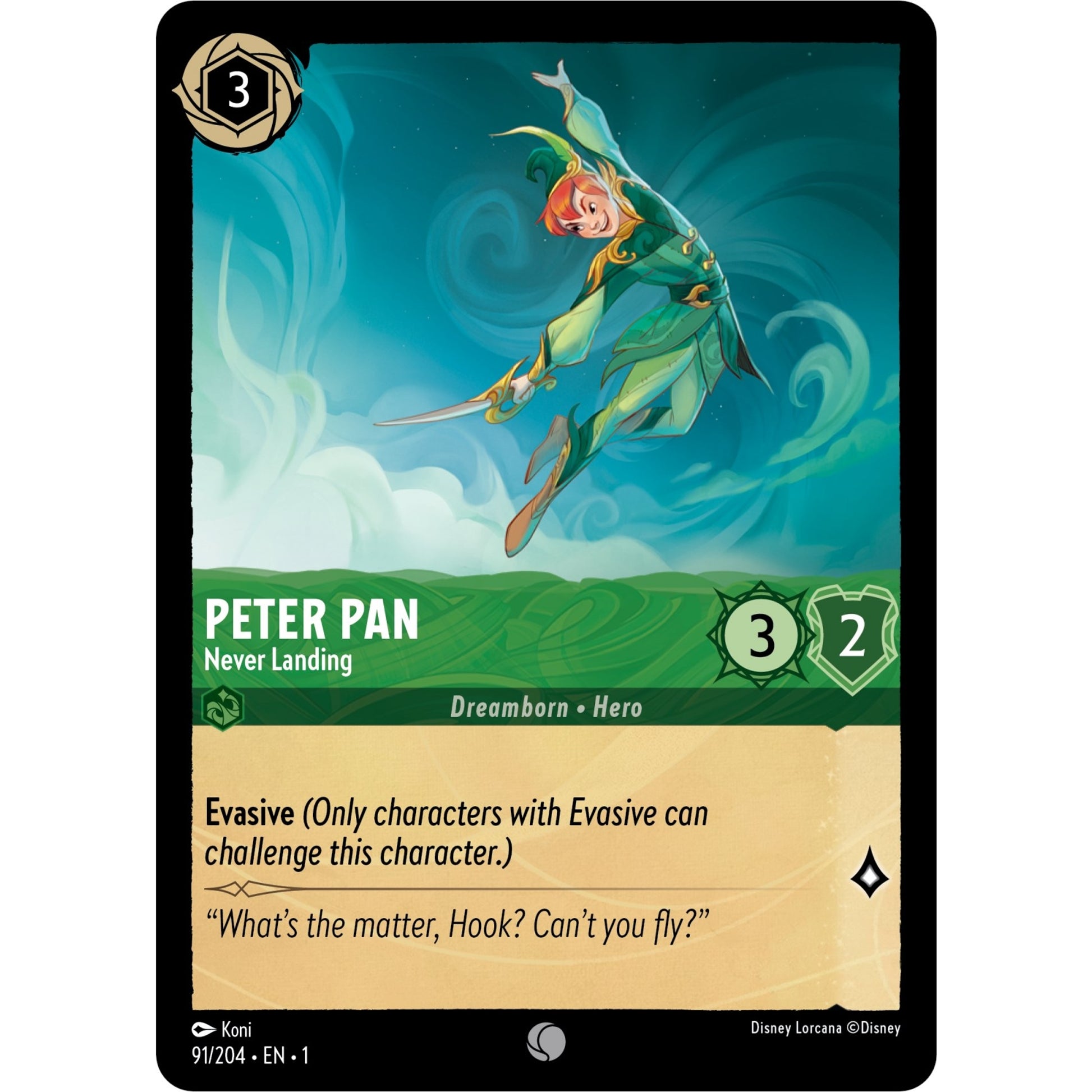 Image for Peter Pan - Never Landing (91/204) (1) - Disney Lorcana