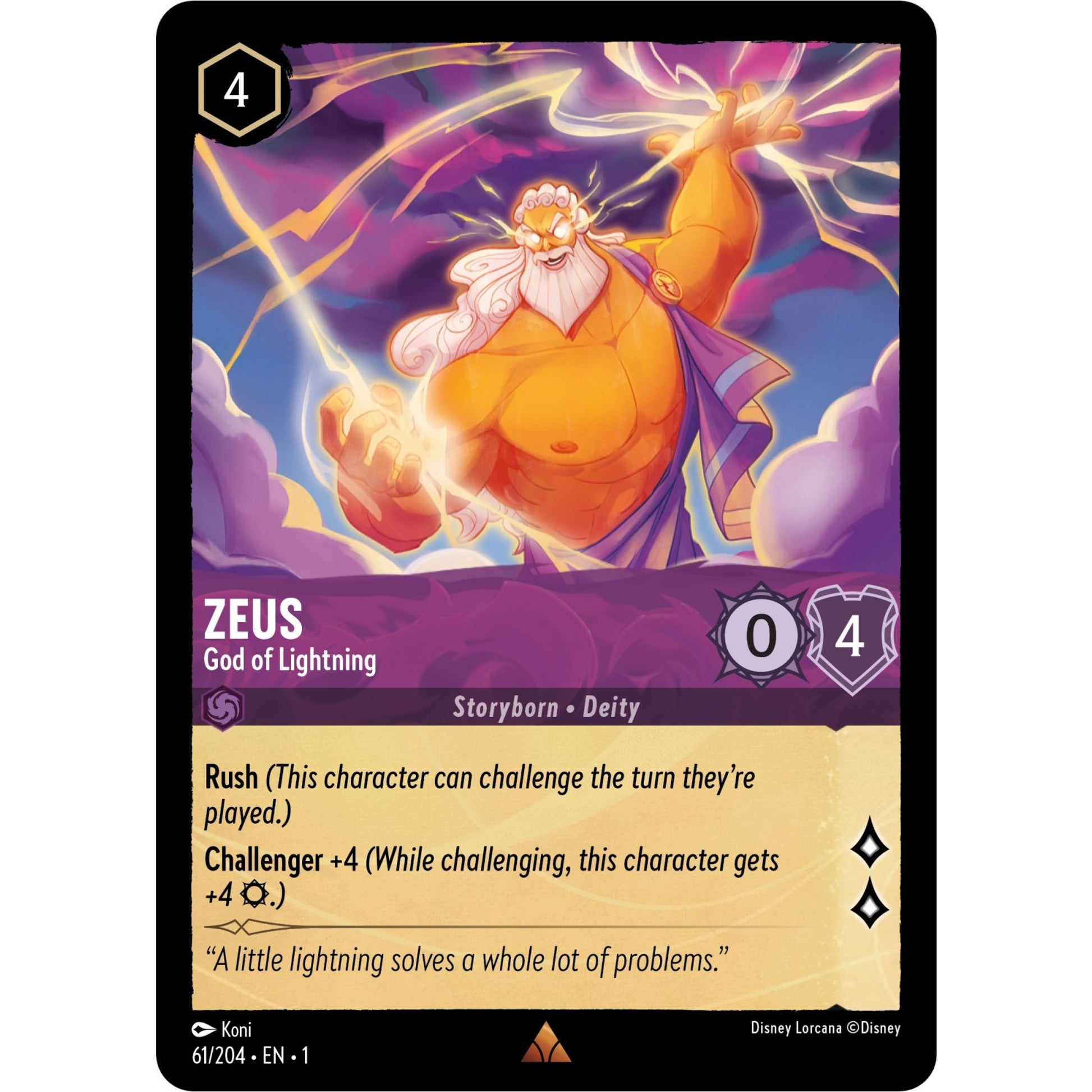 Image for Zeus - God of Lightning (61/204) (1) - Disney Lorcana