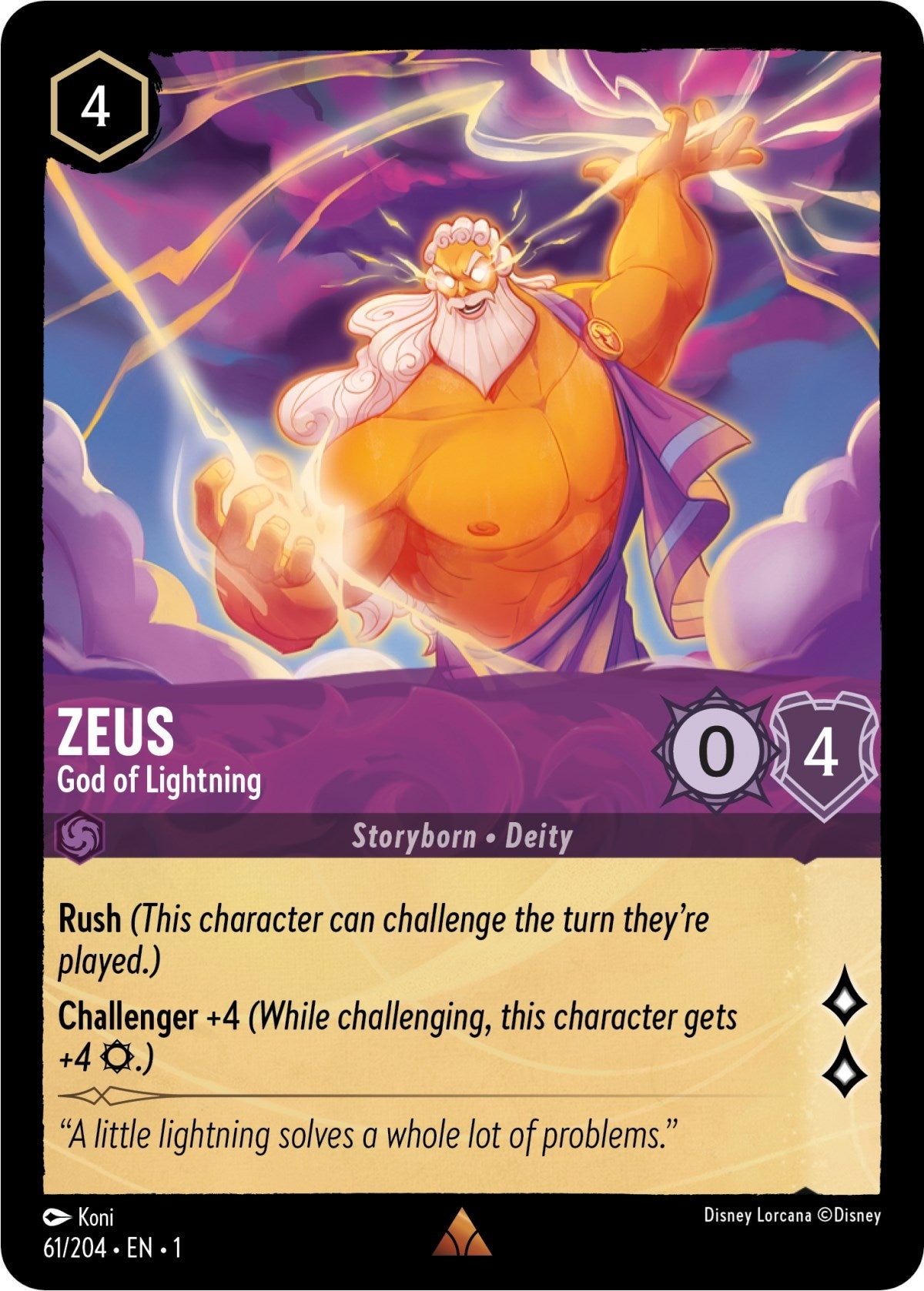 Image for Zeus - God of Lightning (61/204) (1) - Disney Lorcana