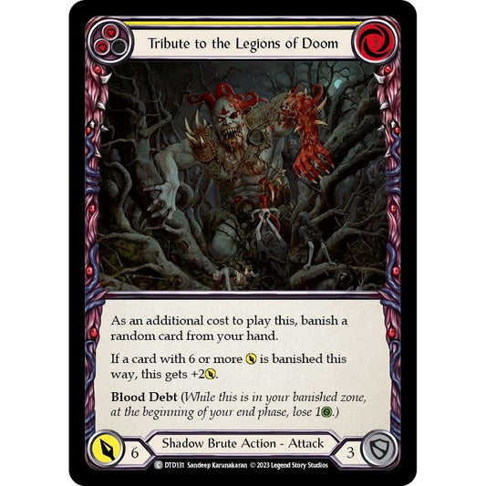 Image for Tribute to the Legions of Doom (Yellow) (DTD131) (DTD) - Flesh and Blood TCG