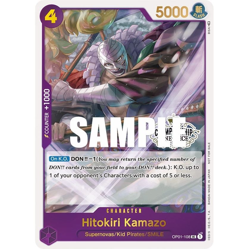Image for Hitokiri Kamazo (Store Championship Participation Pack) (OP01-108) (OP-PR) - One Piece Card Game