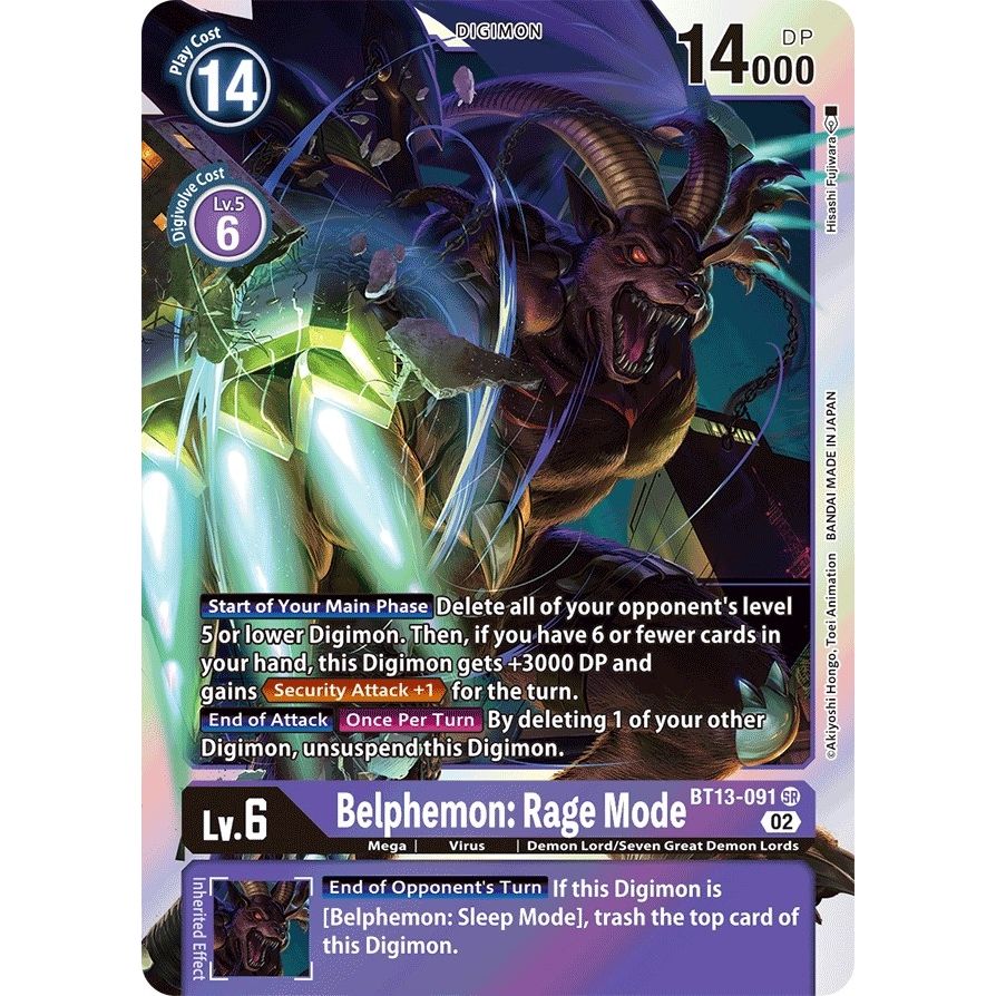 Image for Belphemon: Rage Mode (BT13-091 SR) (BT13) - Digimon Card Game