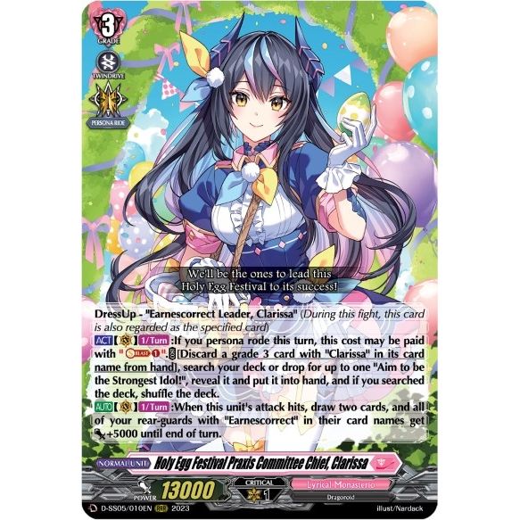 Image for Holy Egg Festival Praxis Committee Chief, Clarissa (D-SS05/010EN) (D-SS05) - Cardfight Vanguard