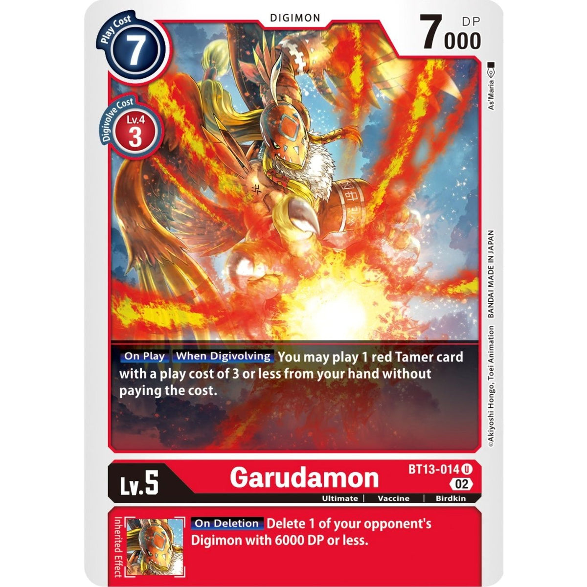 Image for Garudamon (BT13-014 U) (BT13) - Digimon Card Game
