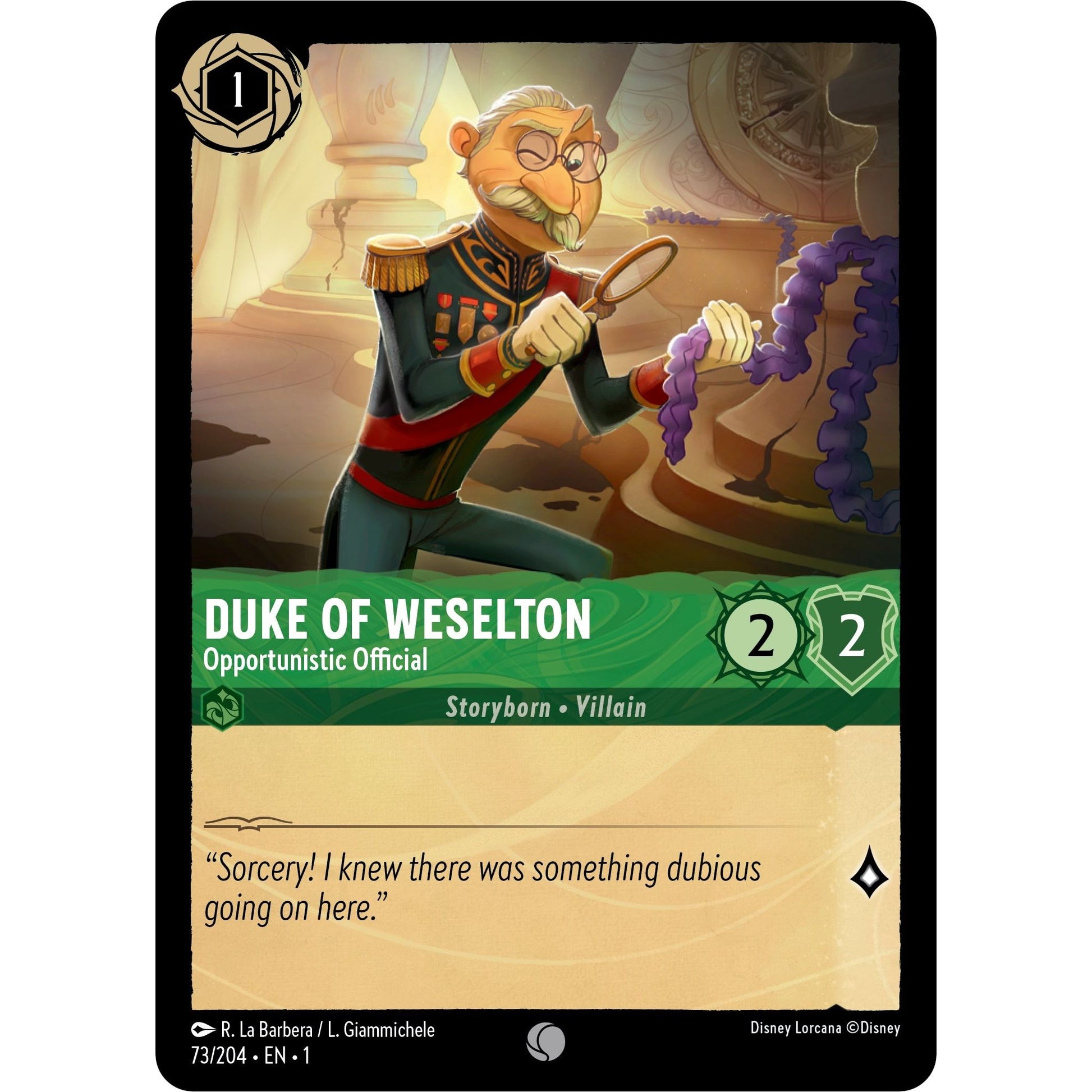 Image for Duke of Weselton - Opportunistic Official (73/204) (1) - Disney Lorcana