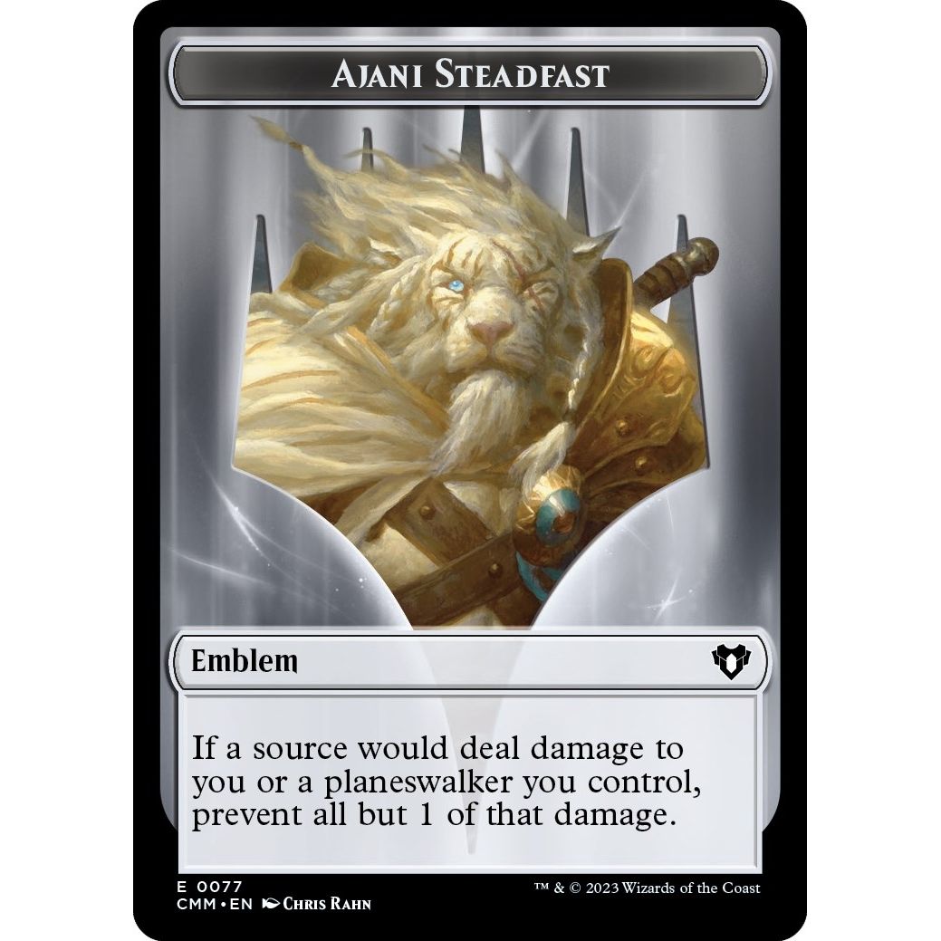 Image for Emblem - Ajani Steadfast // Wizard Double-Sided Token (77 // 71) (CMM) - Magic: The Gathering