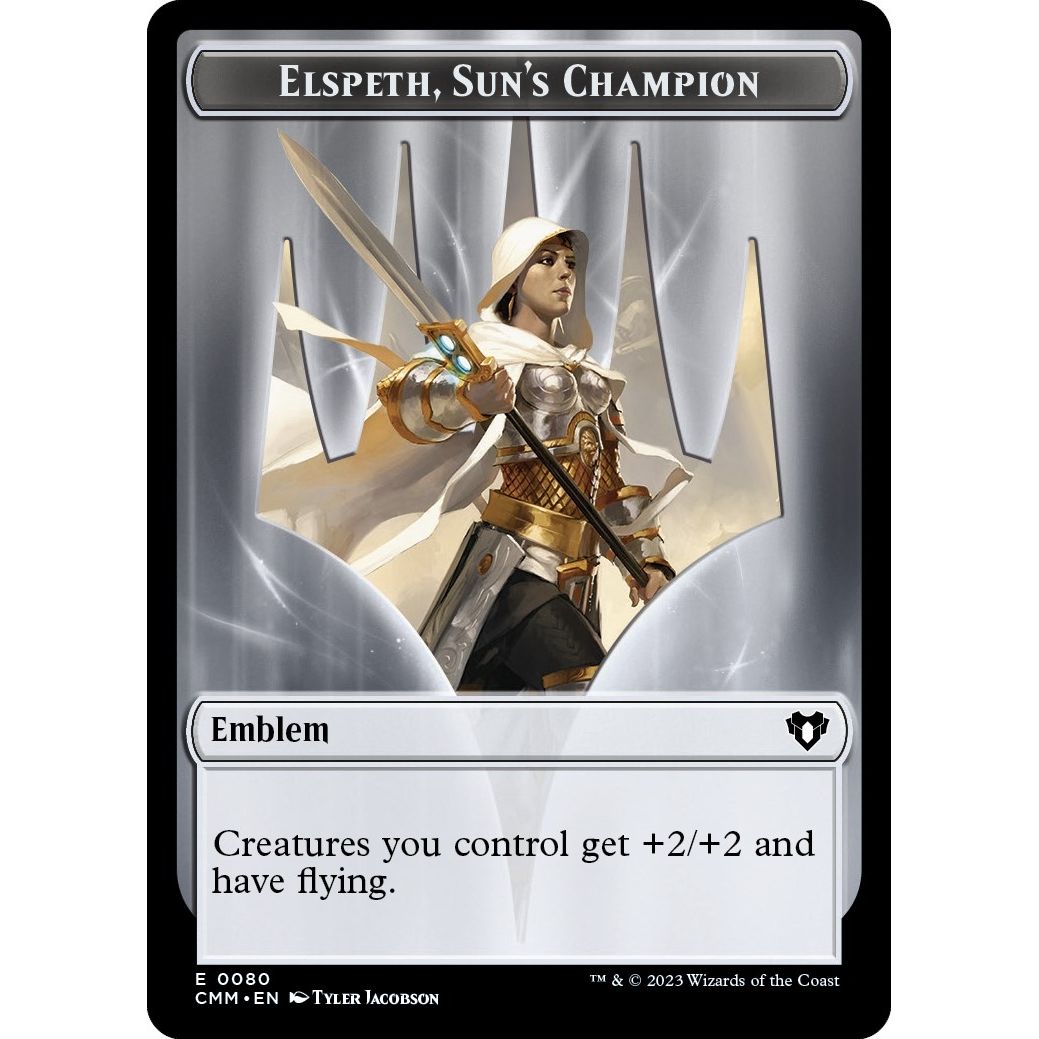 Image for Emblem - Elspeth, Sun's Champion // Copy (0055) Double-Sided Token (80 // 55) (CMM) - Magic: The Gathering