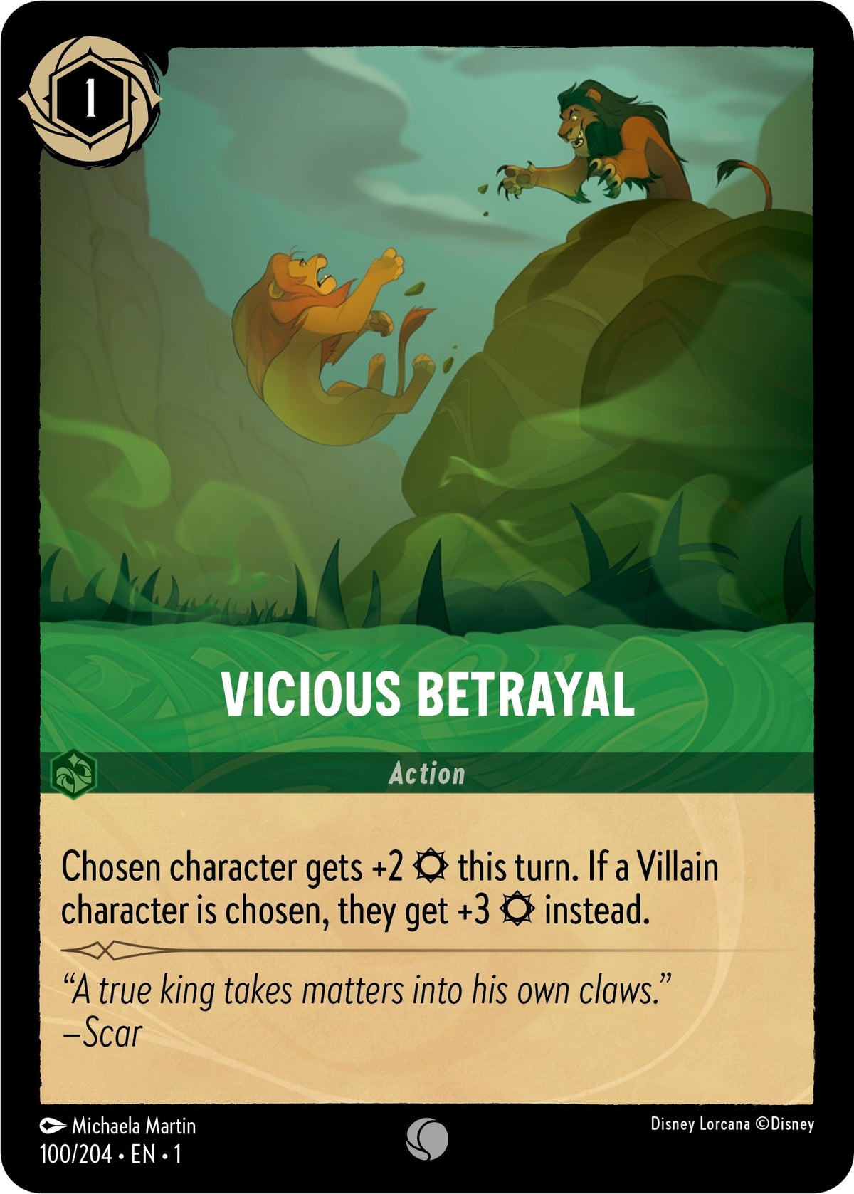 Image for Vicious Betrayal (100/204) (1) - Disney Lorcana