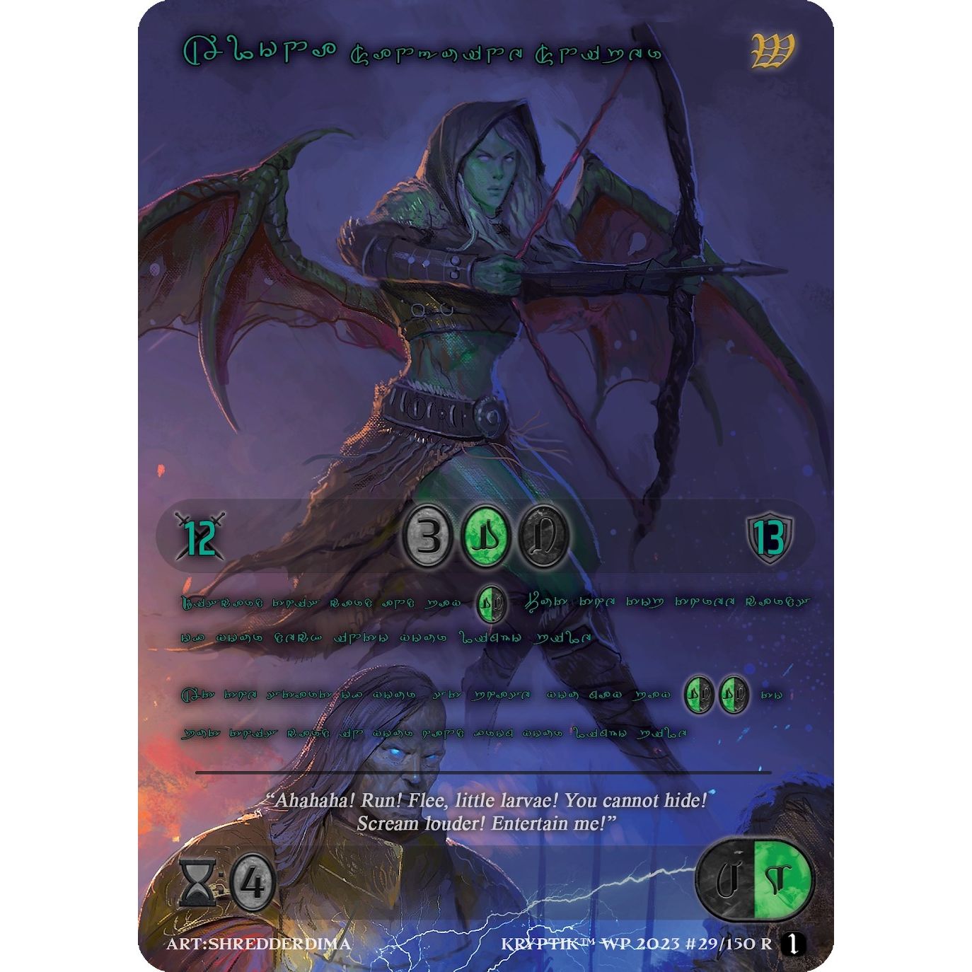 Image for Alona, Sanguine Sniper (Green Kryptik Language) (29) - Kryptik TCG