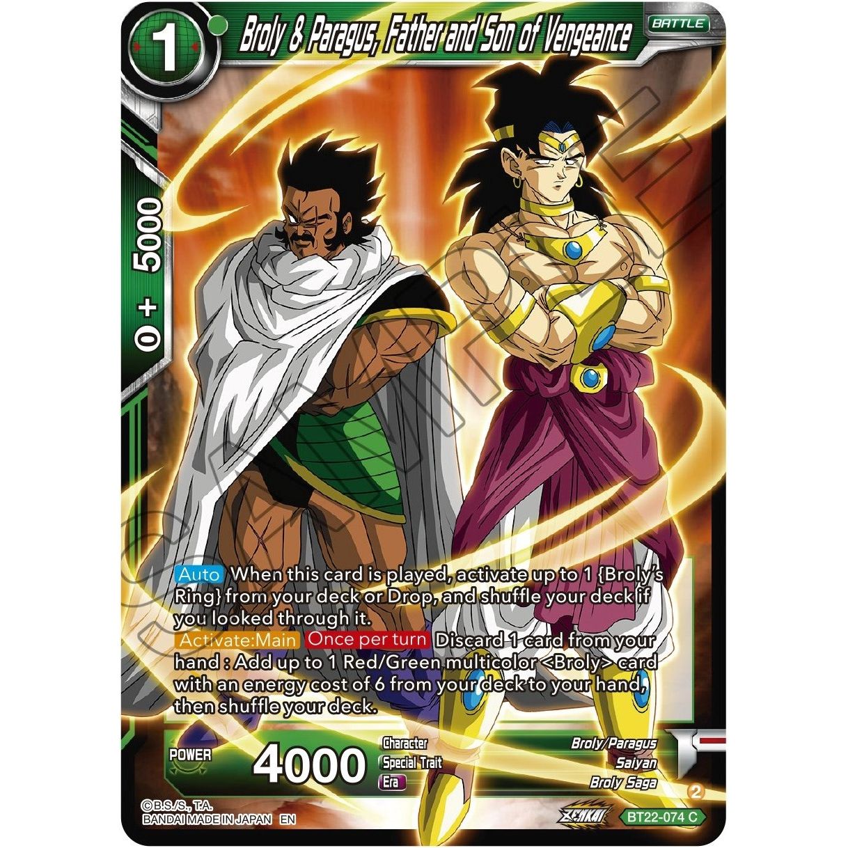 Image for Broly & Paragus, Father and Son of Vengeance (BT22-074) (BT22) - Dragon Ball Super: Masters