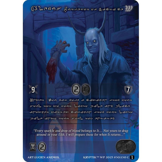 Image for Alemus, Purveyor of Sacrifice (Silver Kryptik Language) (50) - Kryptik TCG