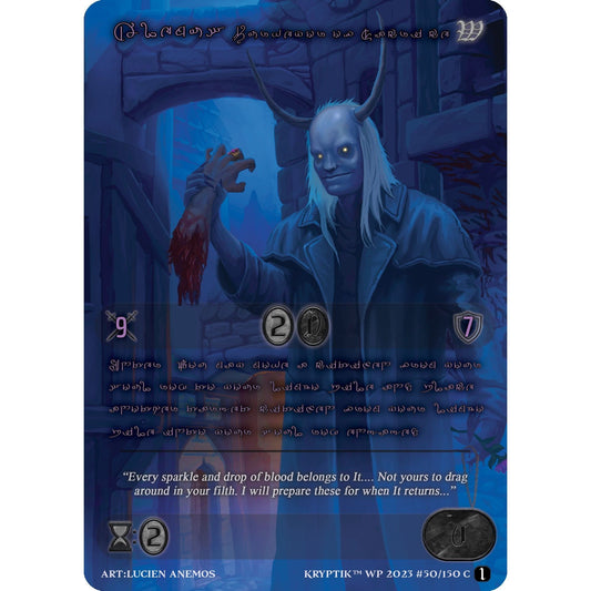 Image for Alemus, Purveyor of Sacrifice (Purple Kryptik Language) (50) - Kryptik TCG