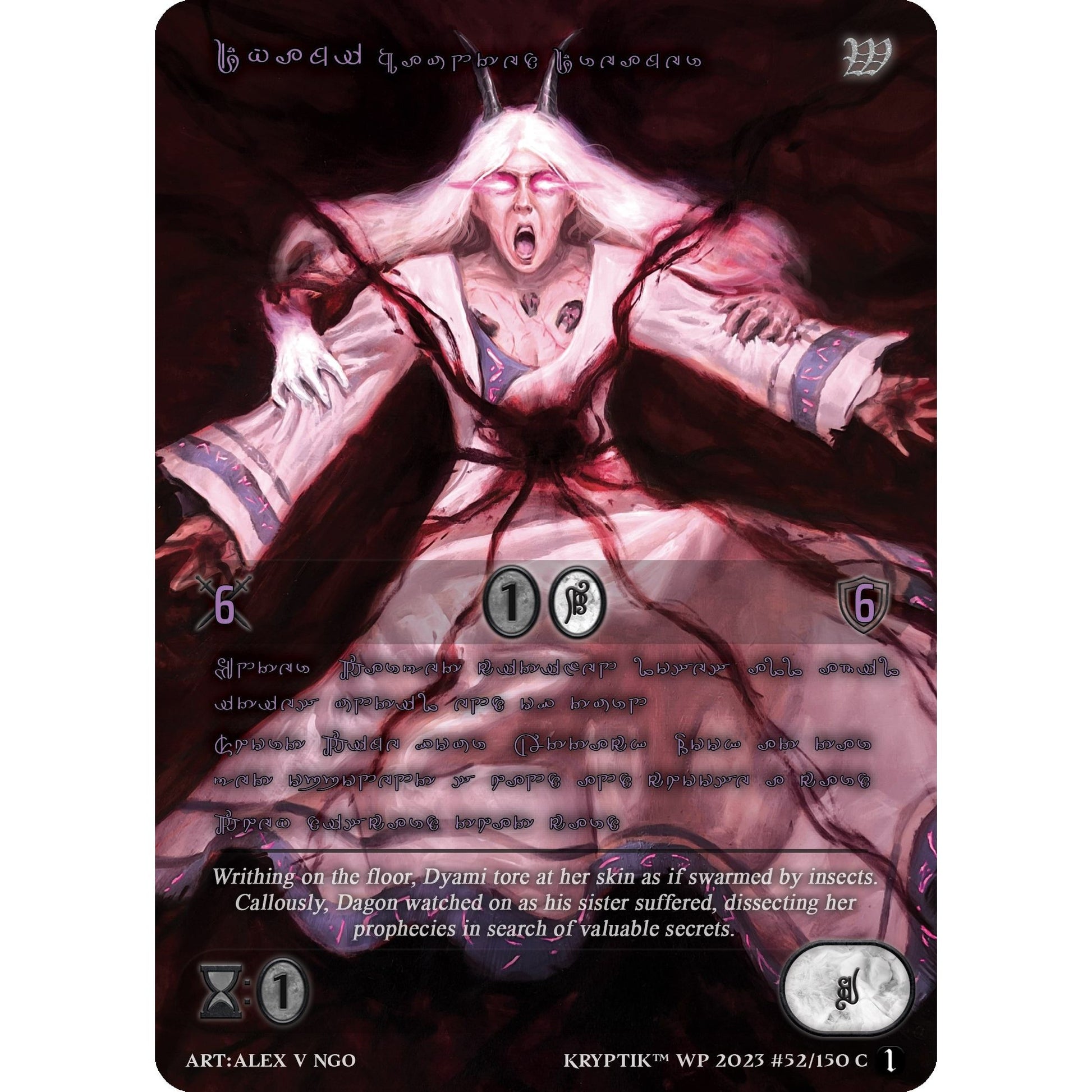 Image for Dyami, Haunted Dreamer (Purple Kryptik Language) (52) - Kryptik TCG