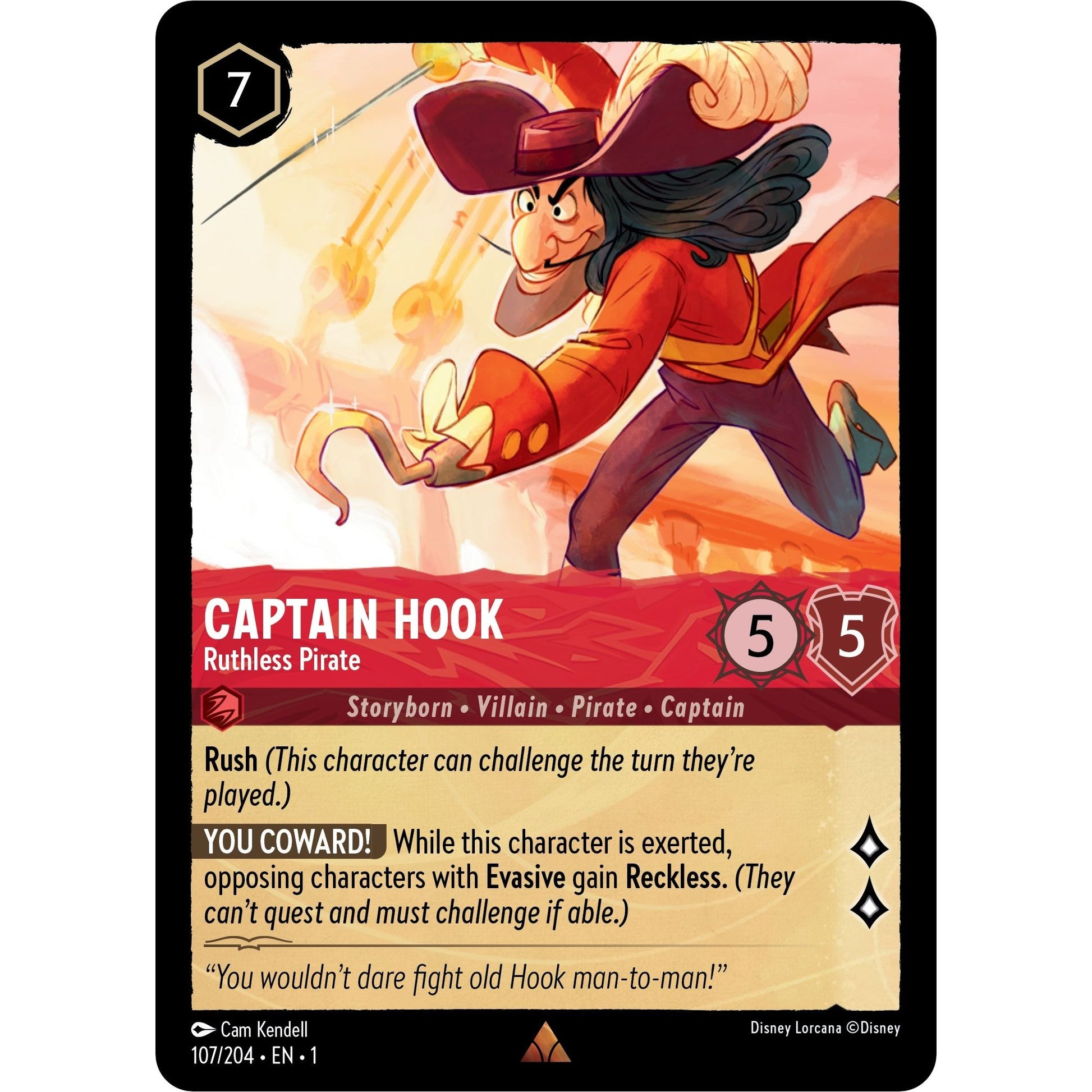 Image for Captain Hook - Ruthless Pirate (107/204) (1) - Disney Lorcana