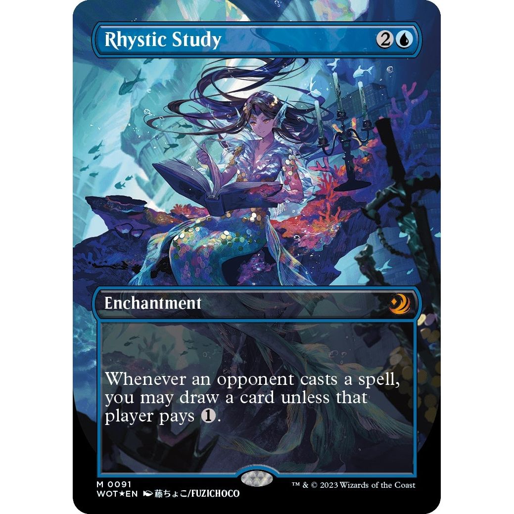Image for Rhystic Study (Anime Borderless) (Confetti Foil) (91) (WOT) - Magic: The Gathering