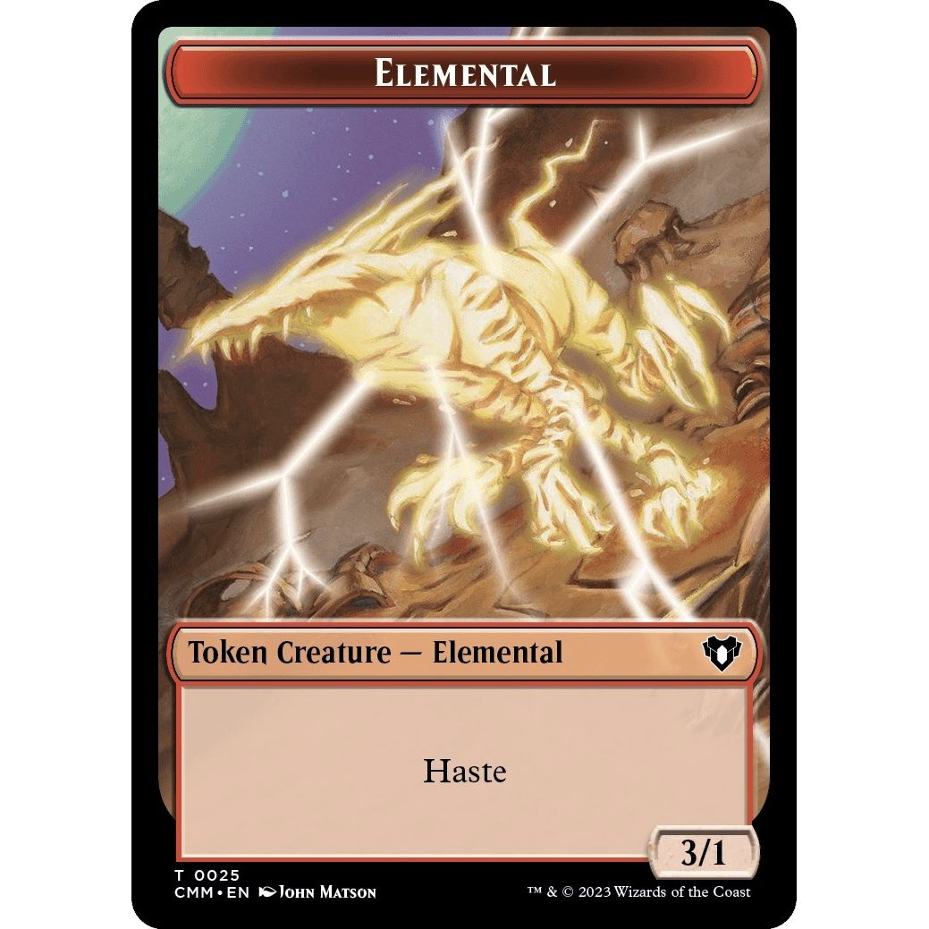 Image for Elemental (0025) // Cat (0005) Double-Sided Token (25 // 5) (CMM) - Magic: The Gathering