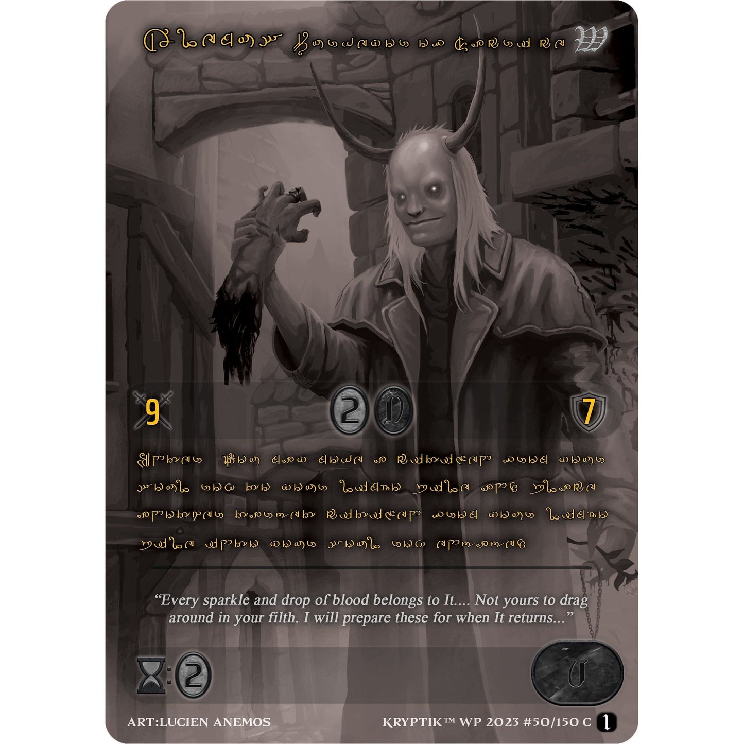 Image for Alemus, Purveyor of Sacrifice (Gold Kryptik Language) (50) (KPTGC) - Kryptik TCG