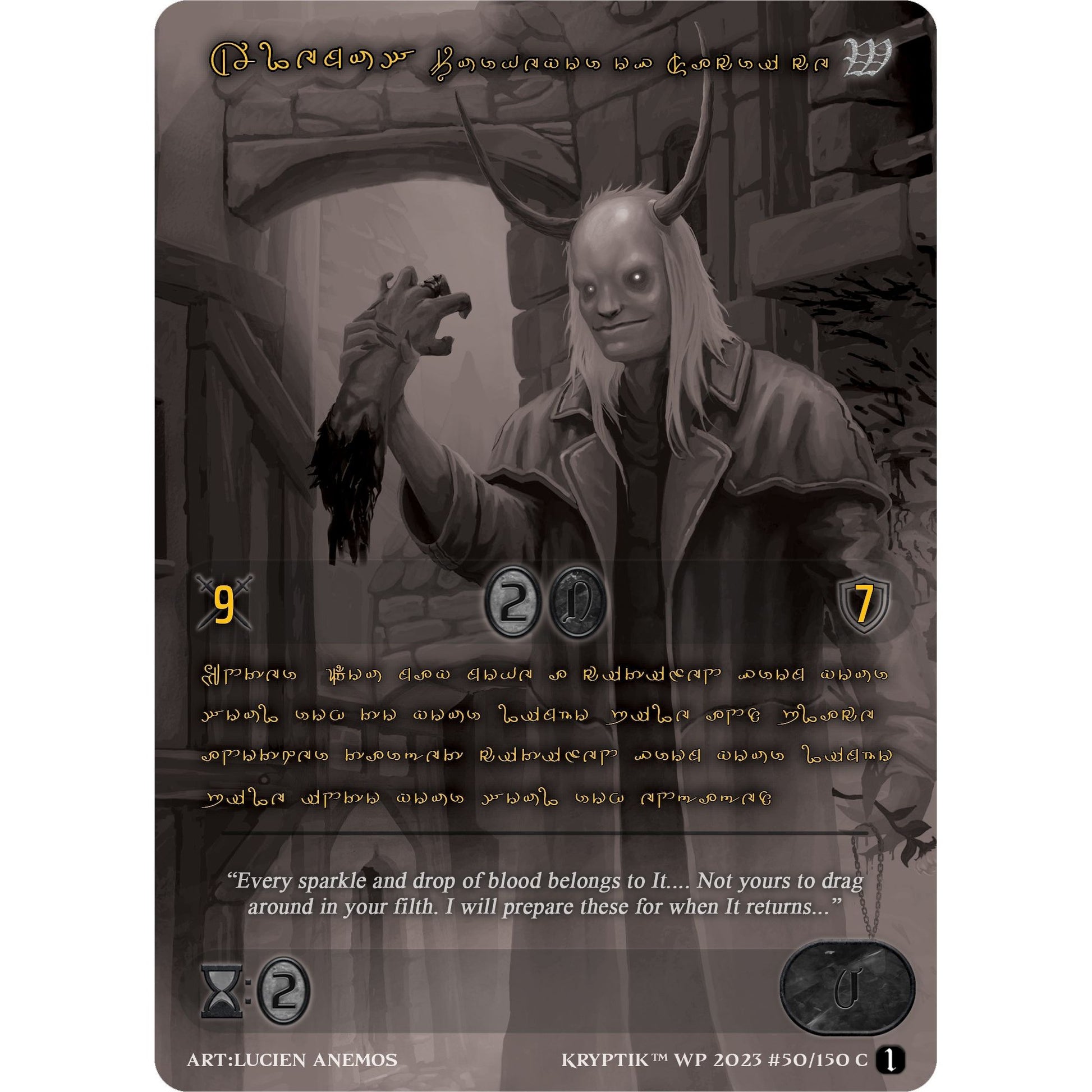 Image for Alemus, Purveyor of Sacrifice (Gold Kryptik Language) (50) (KPTGC) - Kryptik TCG