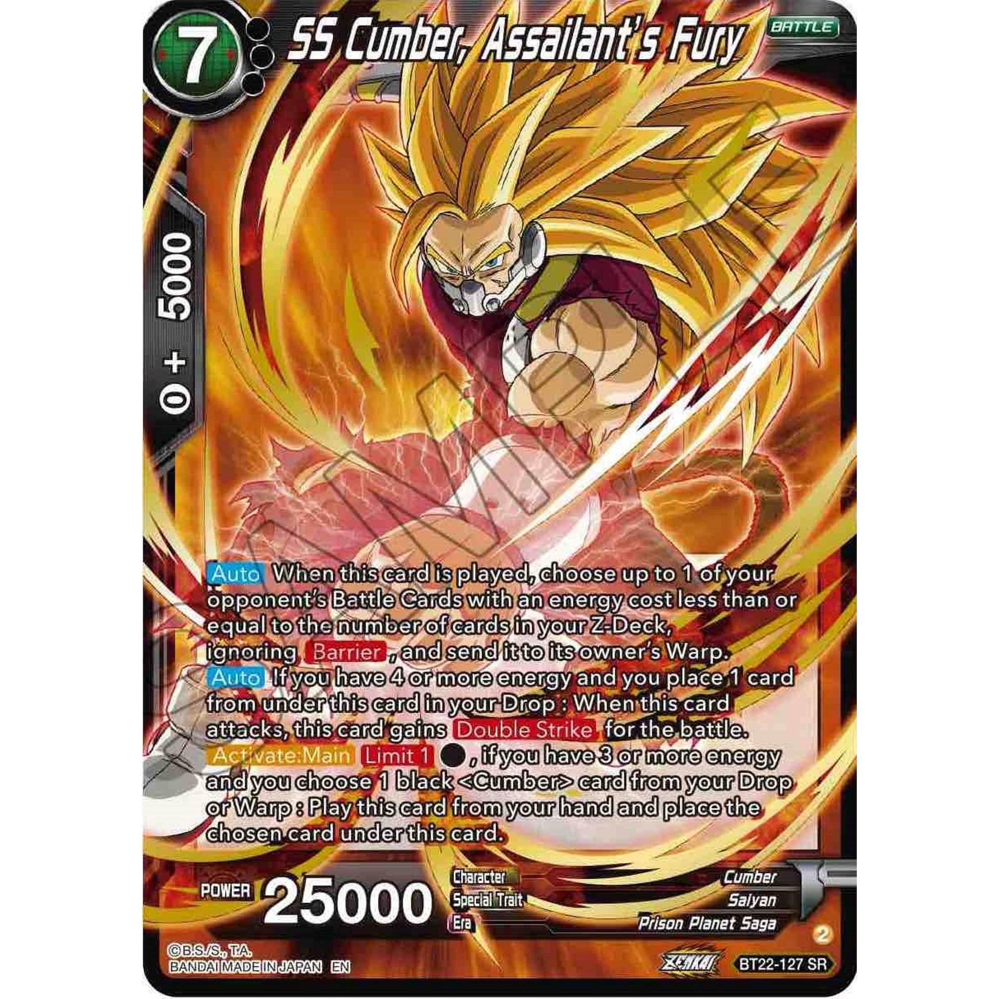 Image for SS Cumber, Assailant's Fury (BT22-127) (BT22) - Dragon Ball Super: Masters