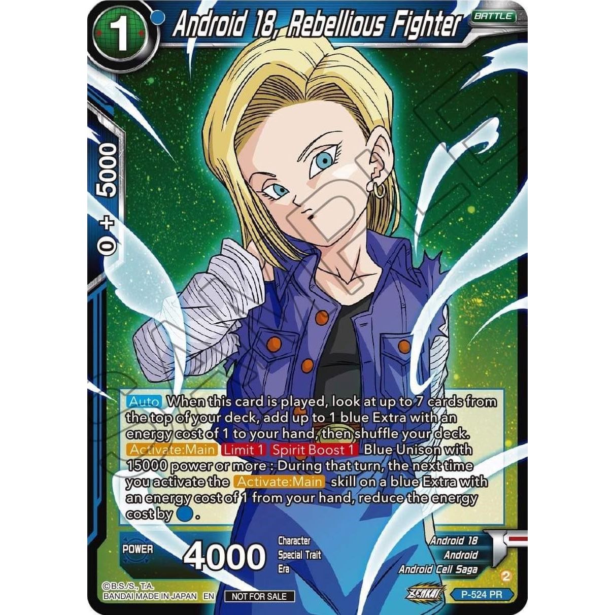Image for Android 18, Rebellious Fighter (Zenkai Series Tournament Pack Vol.5) (P-524) (TPR) - Dragon Ball Super: Masters