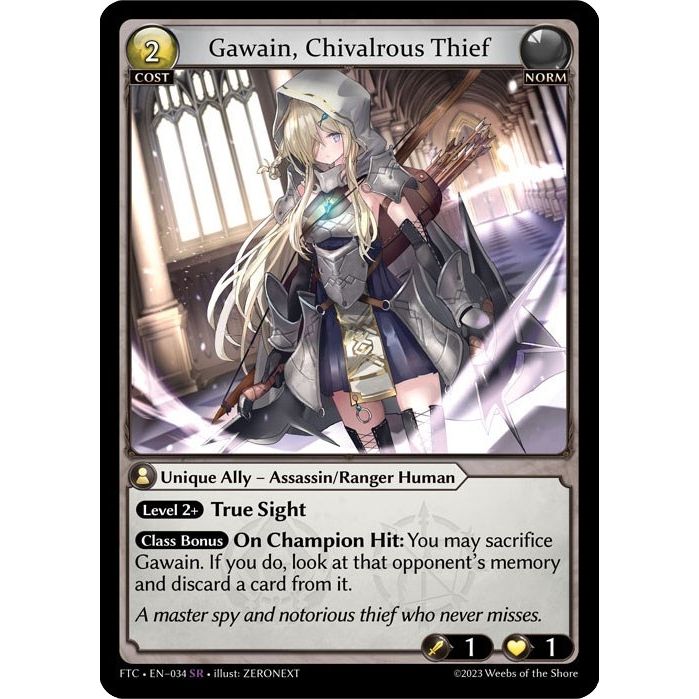 Image for Gawain, Chivalrous Thief (034) (FTC) - Grand Archive TCG
