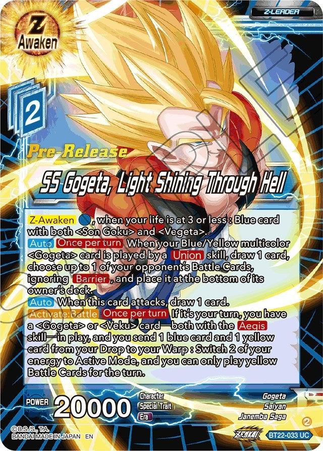 Image for SS Gogeta, Light Shining Through Hell (BT22-033) (DBS-B22PRE) - Dragon Ball Super: Masters