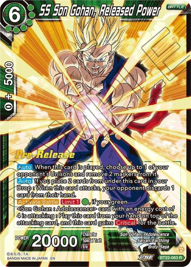 Image for SS Son Gohan, Released Power (BT22-063) (DBS-B22PRE) - Dragon Ball Super: Masters