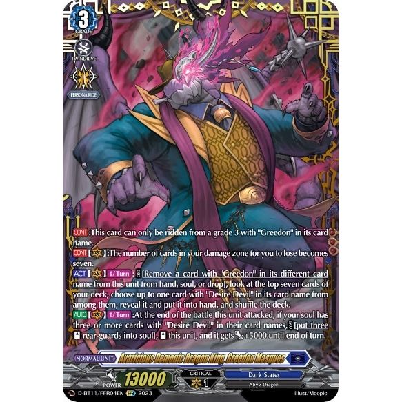 Image for Avaricious Demonic Dragon King, Greedon Masques (FFR) (D-BT11/FFR04EN) (D-BT11) - Cardfight Vanguard