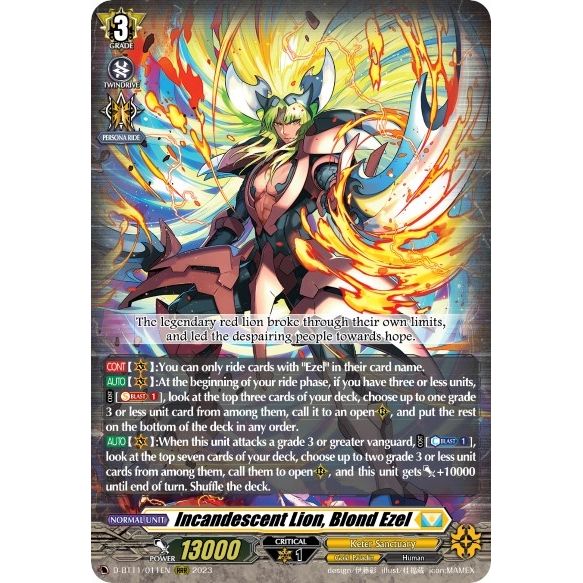 Image for Incandescent Lion, Blond Ezel (D-BT11/011EN) (D-BT11) - Cardfight Vanguard