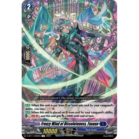 Image for Frenzy Wind of Dissoluteness, Faxuan (D-BT11/069EN) (D-BT11) - Cardfight Vanguard