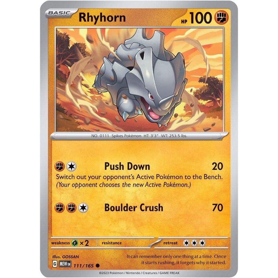 Image for Rhyhorn (111/165) (MEW) - Pokemon
