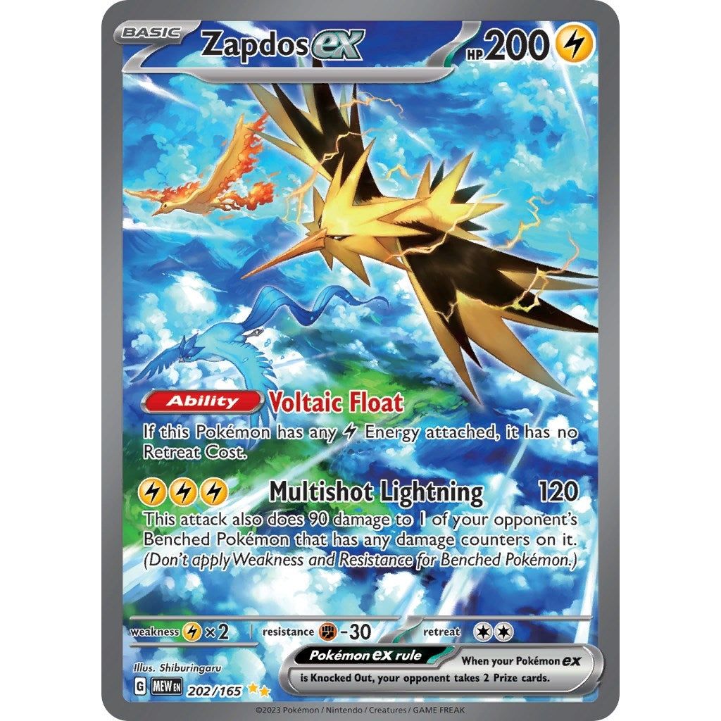 Image for Zapdos ex (202/165) (MEW) - Pokemon