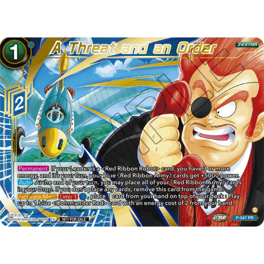 Image for A Threat and an Order (Championship Z Extra Card Pack 2023) (P-547) (TPR) - Dragon Ball Super: Masters