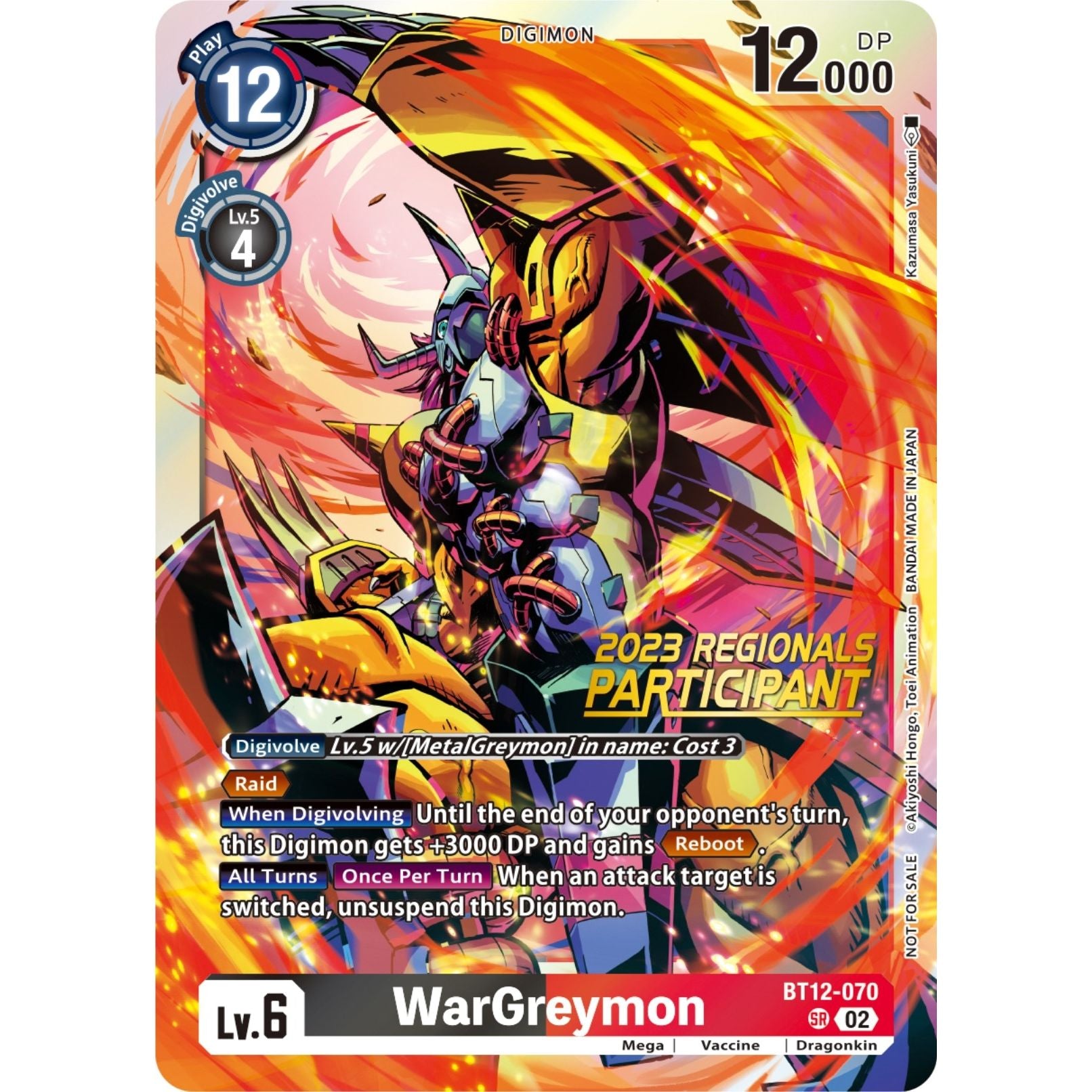 Image for WarGreymon (2023 Regionals Participant) (BT12-070 SR) (BT12) - Digimon Card Game