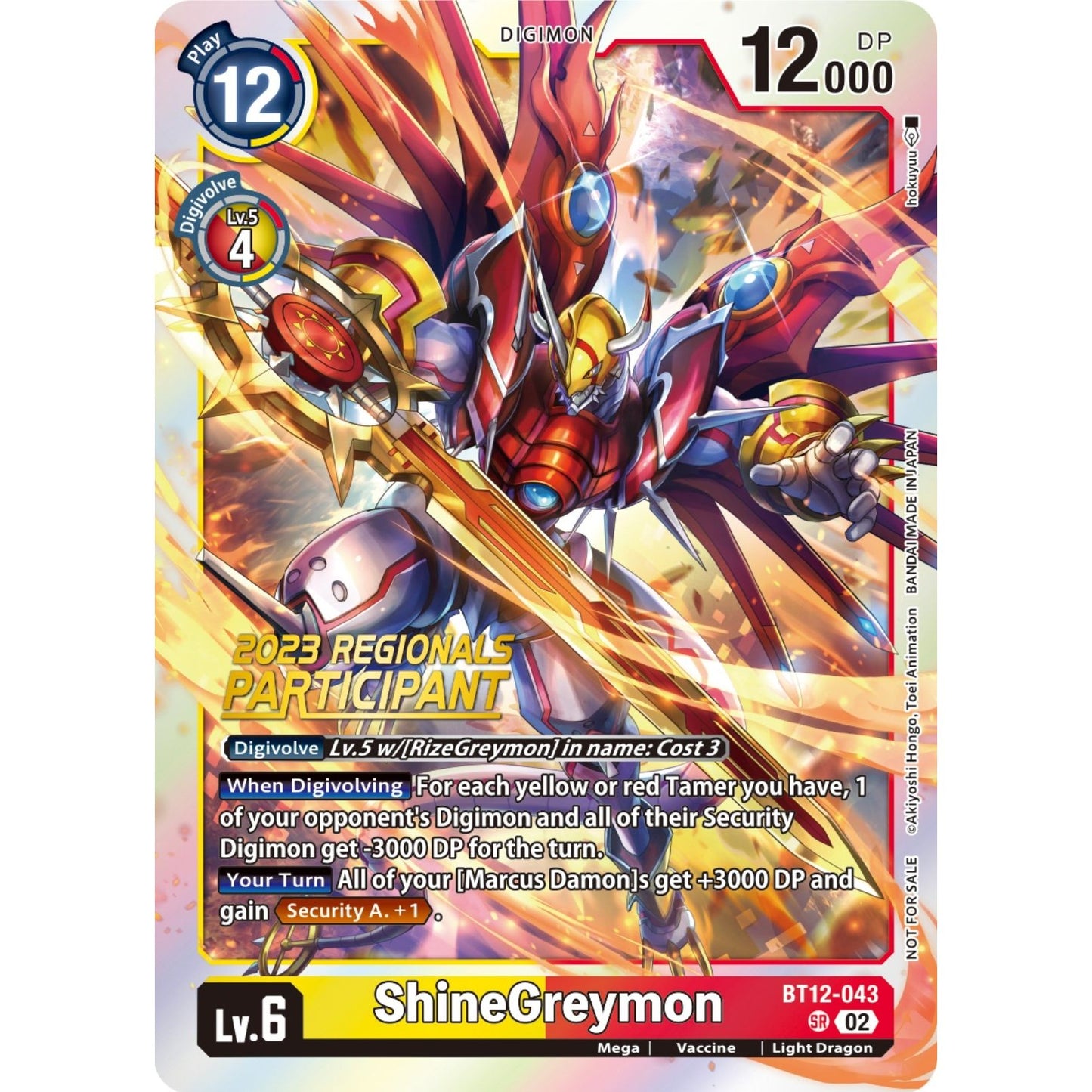 Image for ShineGreymon (2023 Regionals Participant) (BT12-043 SR) (BT12) - Digimon Card Game