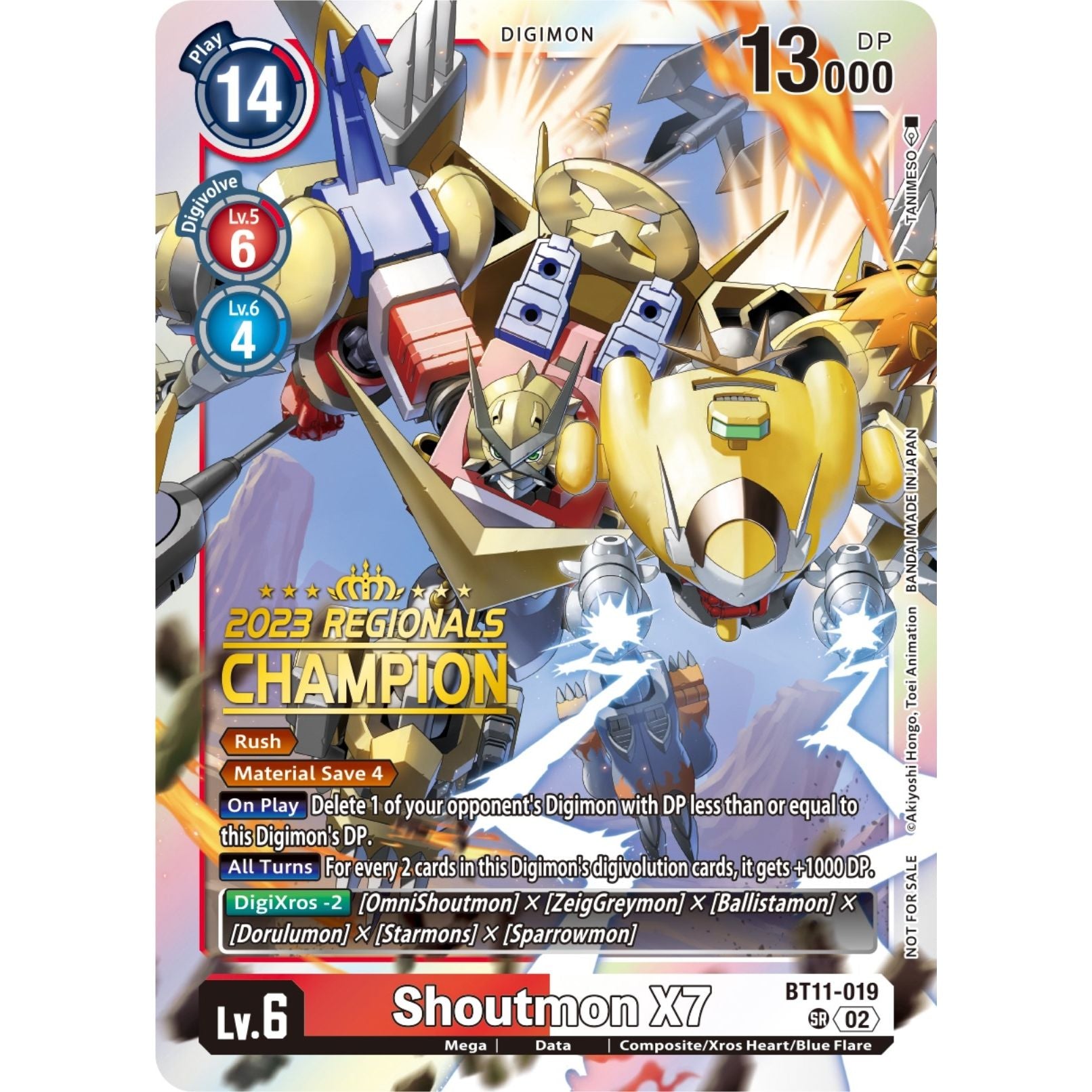 Image for Shoutmon X7 (2023 Regionals Champion) (BT11-019 SR) (BT11) - Digimon Card Game