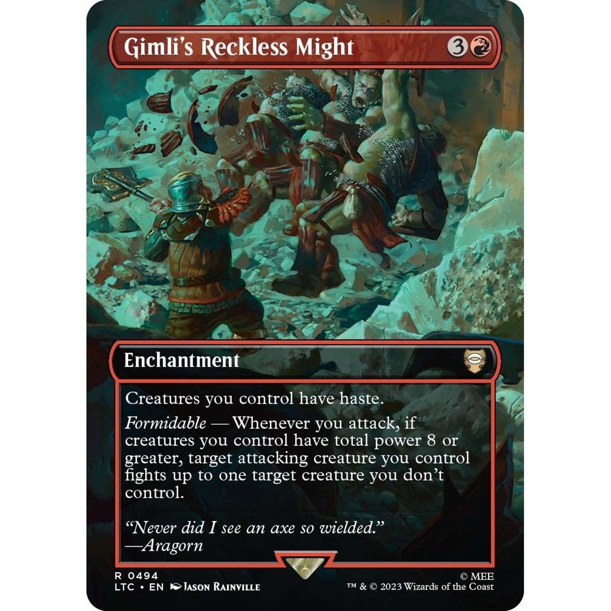 Image for Gimli's Reckless Might (Borderless) (494) (LTC) - Magic: The Gathering