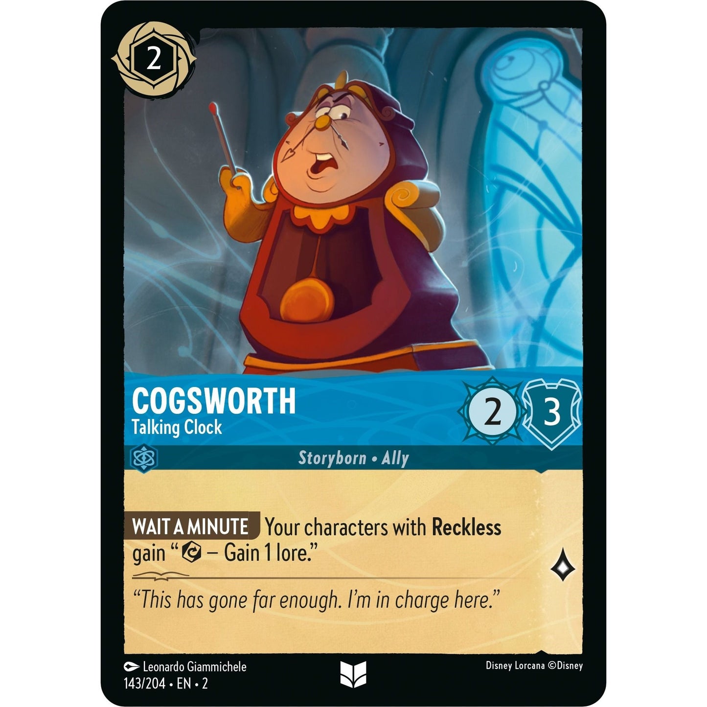 Image for Cogsworth - Talking Clock (143/204) (2) - Disney Lorcana