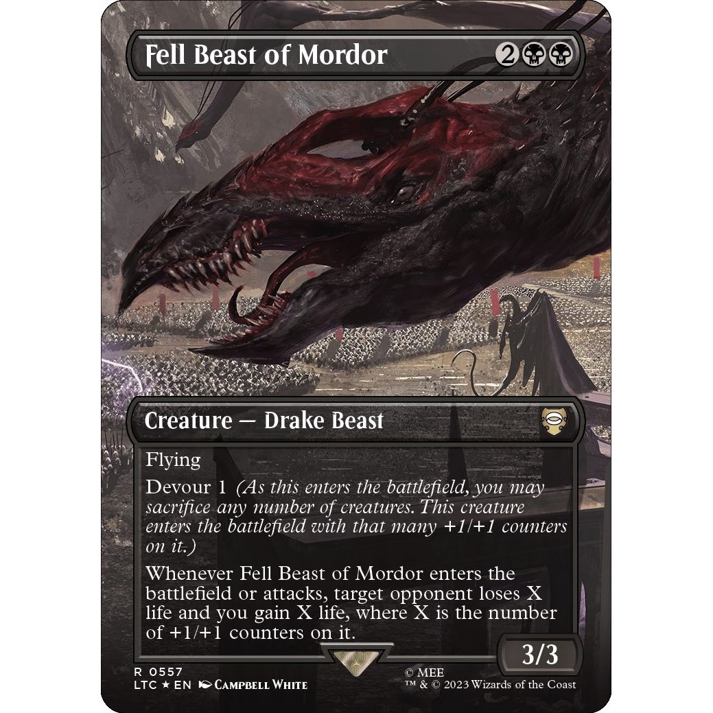 Image for Fell Beast of Mordor (Borderless) (Surge Foil) (557) (LTC) - Magic: The Gathering