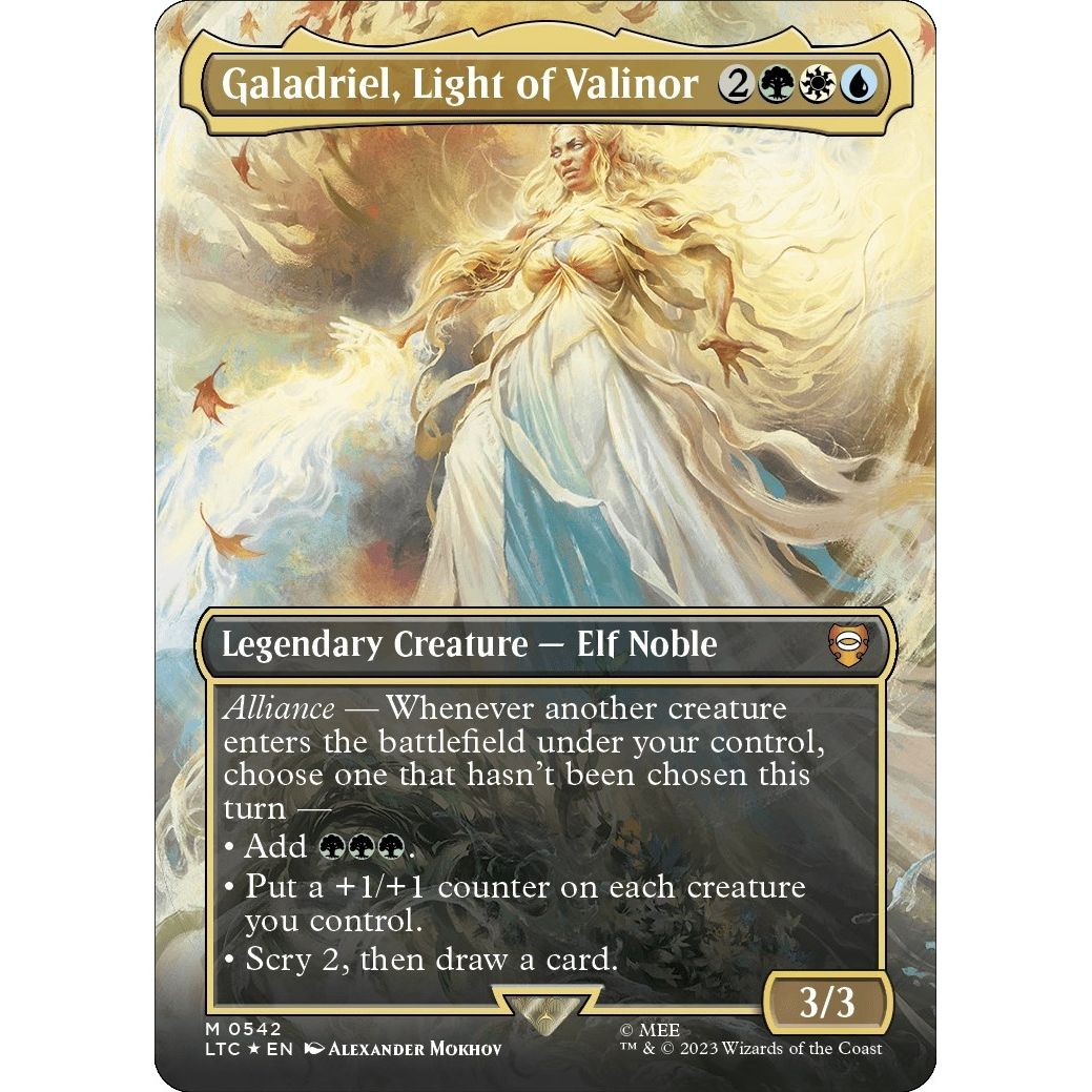 Image for Galadriel, Light of Valinor (Borderless) (Surge Foil) (542) (LTC) - Magic: The Gathering