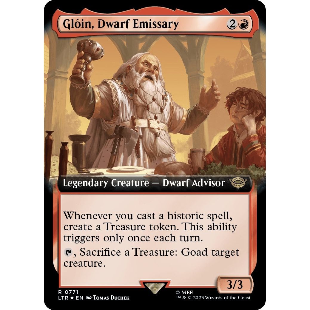 Image for Gloin, Dwarf Emissary (Extended Art) (Surge Foil) (771) (LTR) - Magic: The Gathering
