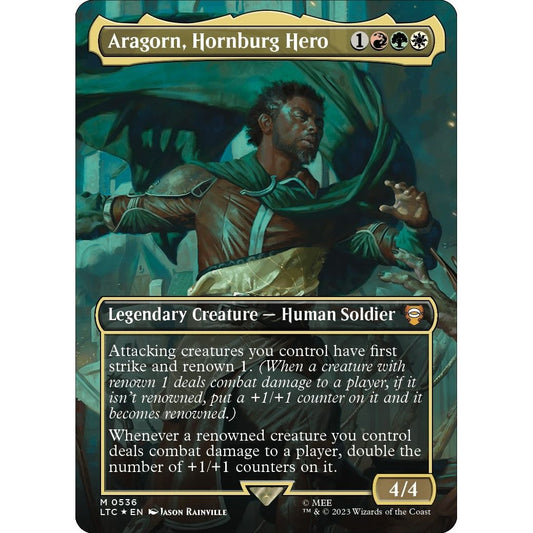 Image for Aragorn, Hornburg Hero (Borderless) (Surge Foil) (536) (LTC) - Magic: The Gathering