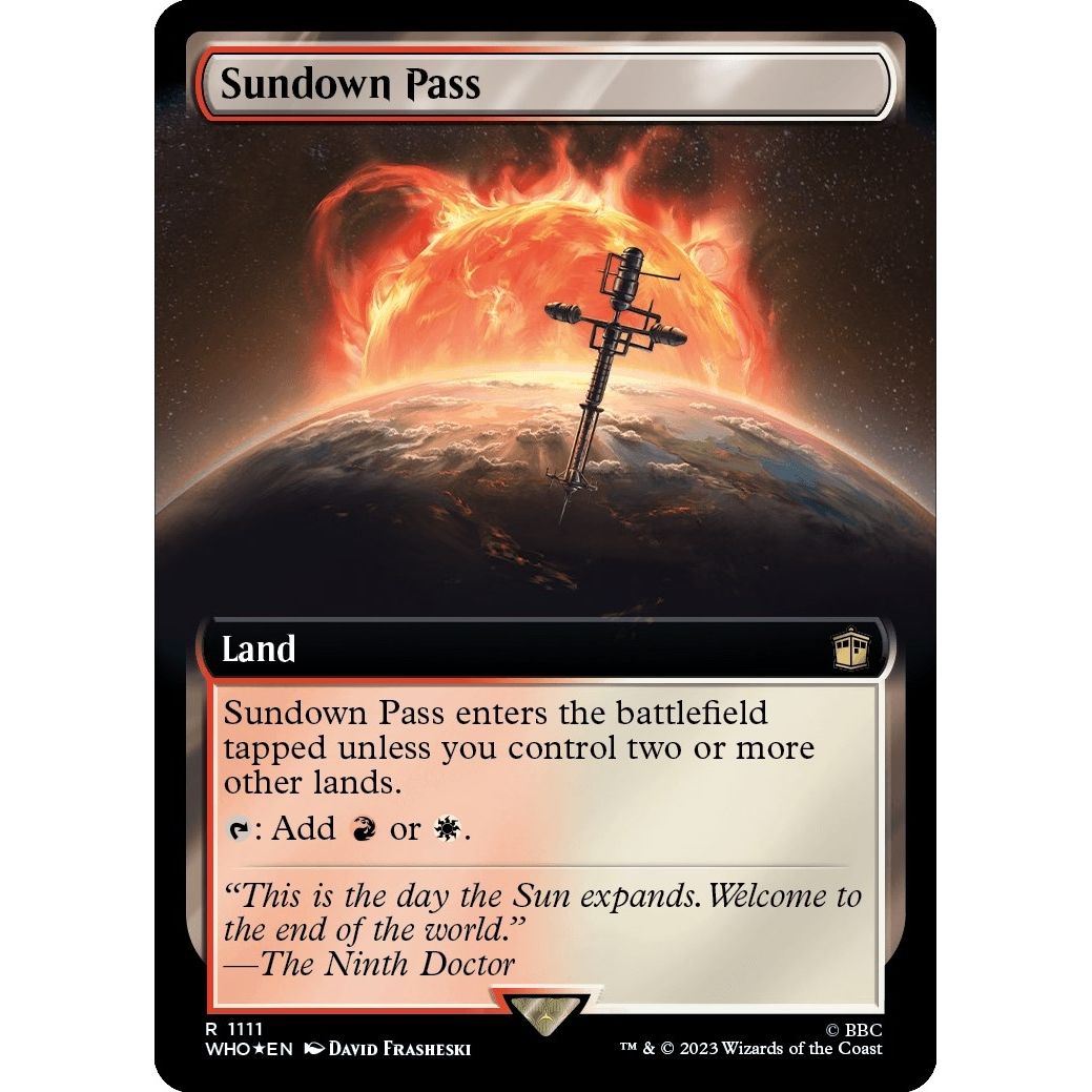 Image for Sundown Pass (Extended Art) (Surge Foil) (1111) (WHO) - Magic: The Gathering