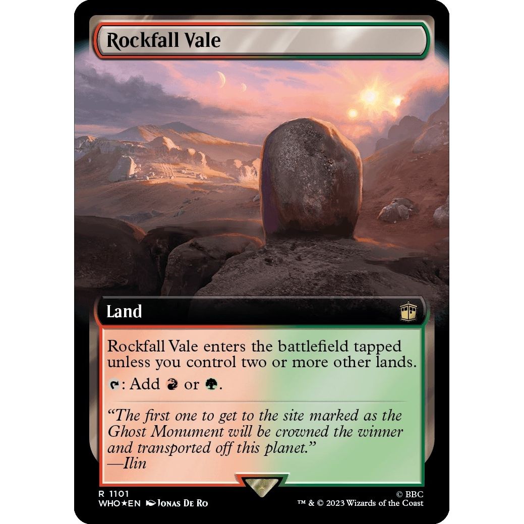 Image for Rockfall Vale (Extended Art) (Surge Foil) (1101) (WHO) - Magic: The Gathering