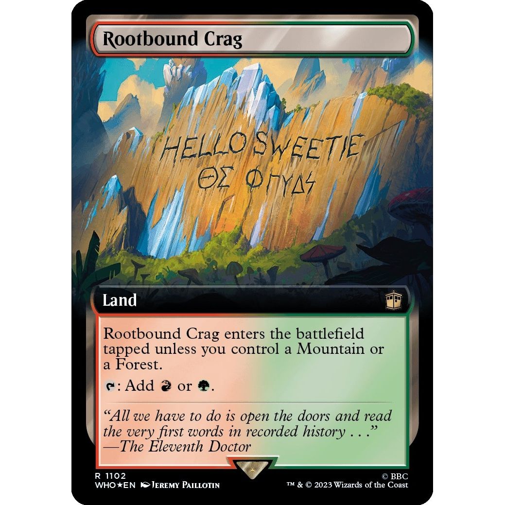 Image for Rootbound Crag (Extended Art) (Surge Foil) (1102) (WHO) - Magic: The Gathering